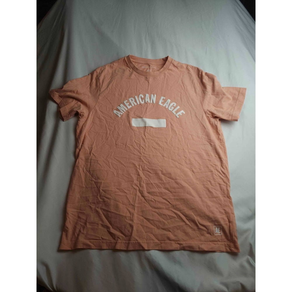 American Eagle T-Shirt Mens Large Peach Graphic Crew Neck‎ Casual Short Sleeve